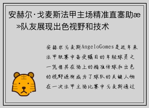 安赫尔·戈麦斯法甲主场精准直塞助攻队友展现出色视野和技术